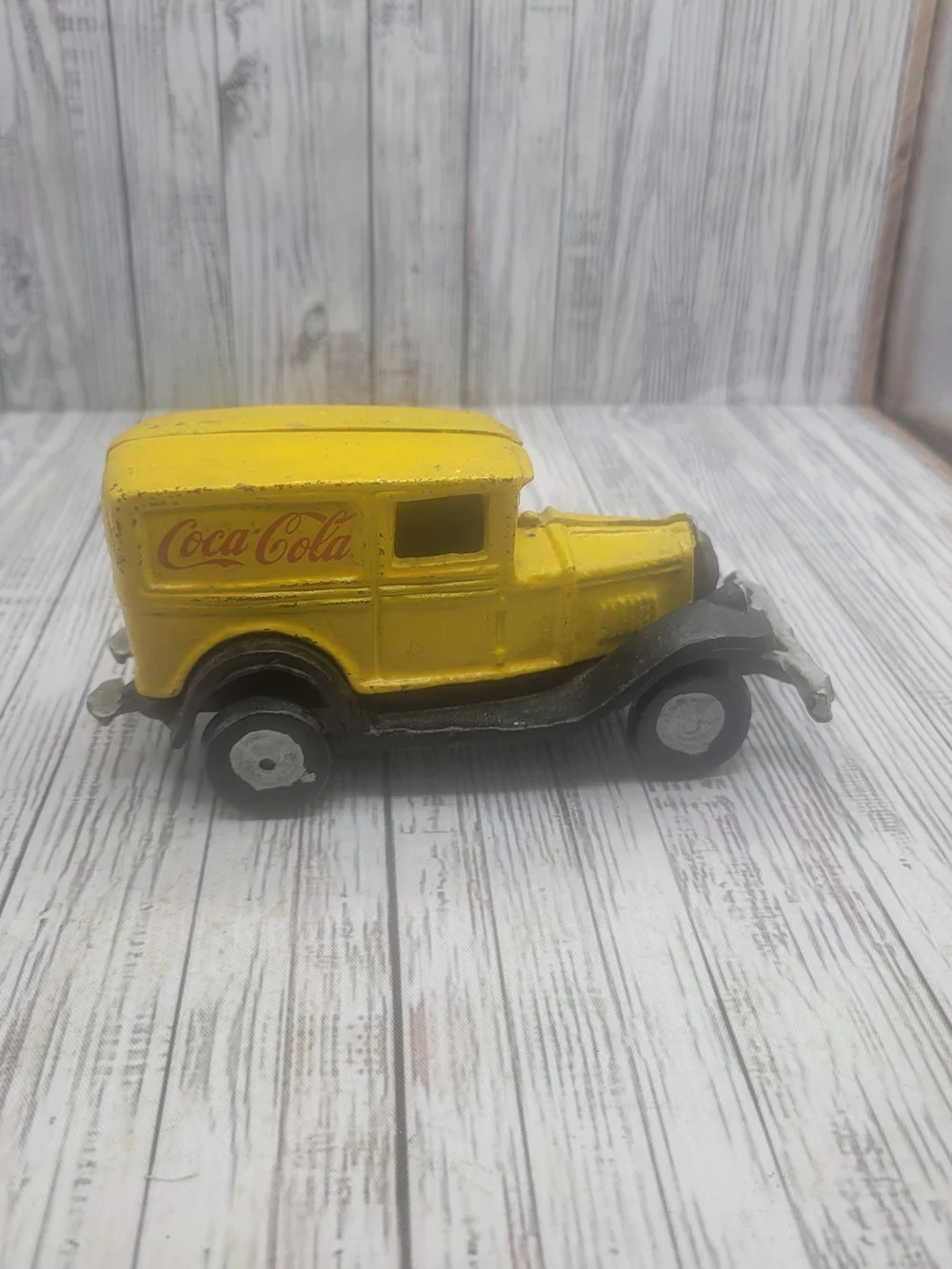 Vintage Cast Iron Coca Cola Yellow Delivery Van